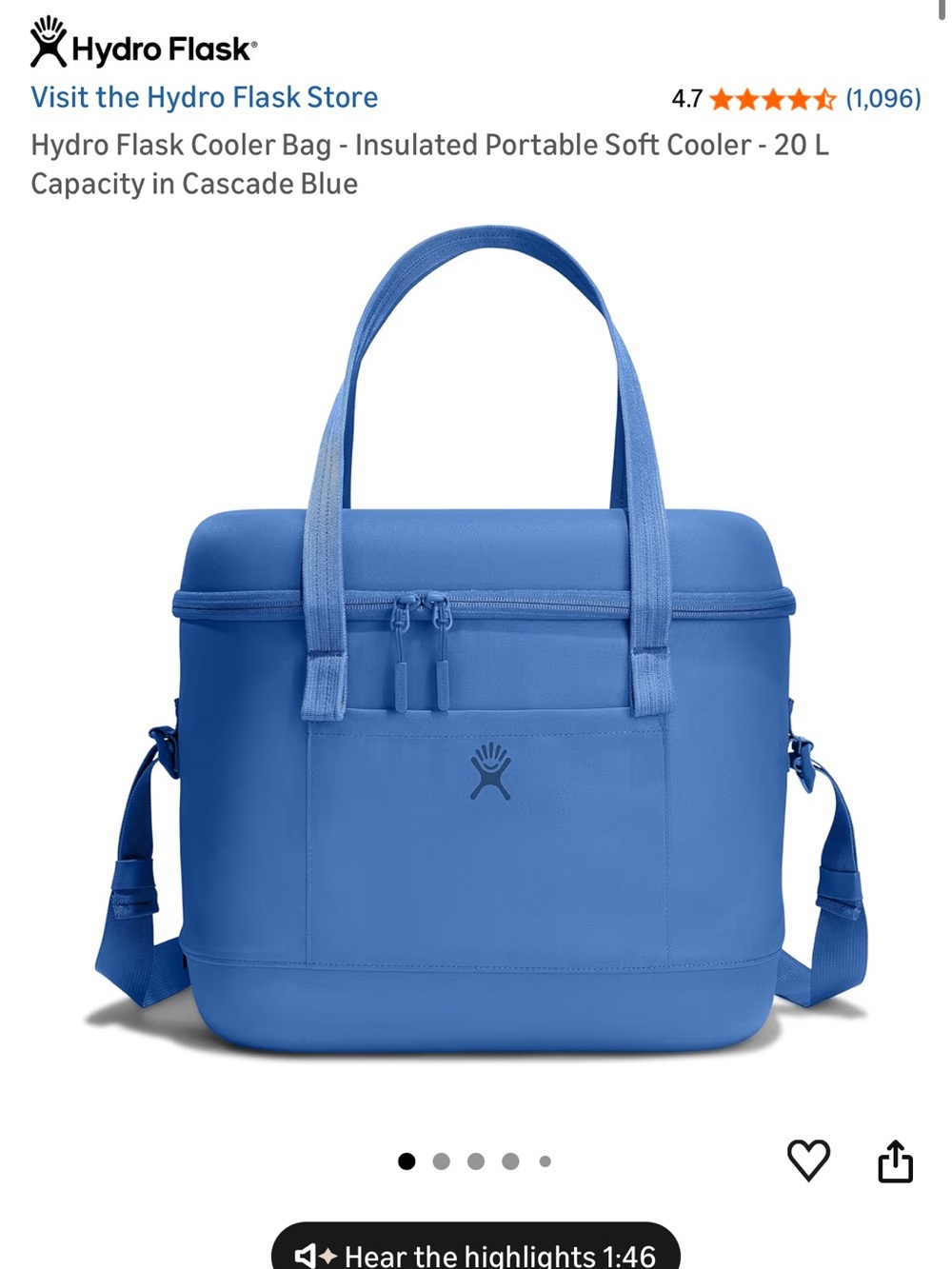 Hydro Flask Cascade Blue Insulated Duffel Cooler Bag